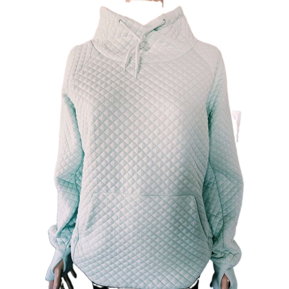 Green Tea Women's Green Quilted Pullover Casual Hoodie Size Medium - Picture 5 of 5